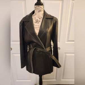 Nicole Miller, cute black leather jacket, size small
